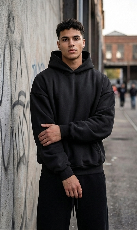 Hoodie Oversized VØID — vue principale, coloris Noir Profond